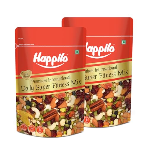 Image of Happilo Premium International Daily Super Fitness Mix 160g (Pack of 2) | Trail Mix of 20+ Varieties Dry Fruits Nuts | Seeds & Berries | Roasted Crunchy and Nutritious Healthy Snack