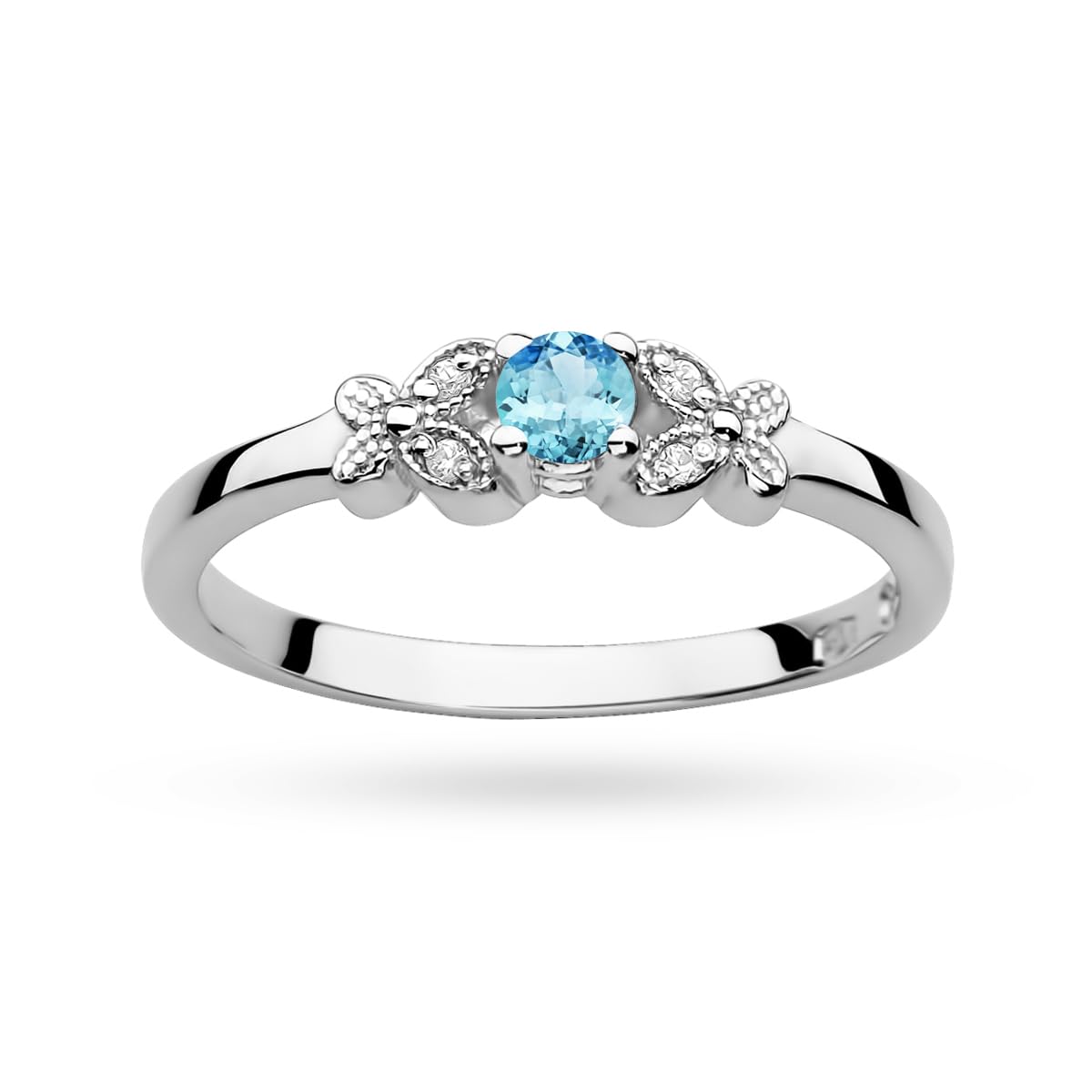 MARKO Weißgold Verlobungsring Damen Goldring mit 0.15 Karat Topas und 0.02 Karat Diamanten- Gold Verlobungsring - 14 K Gold 585 - Goldring für Frauen