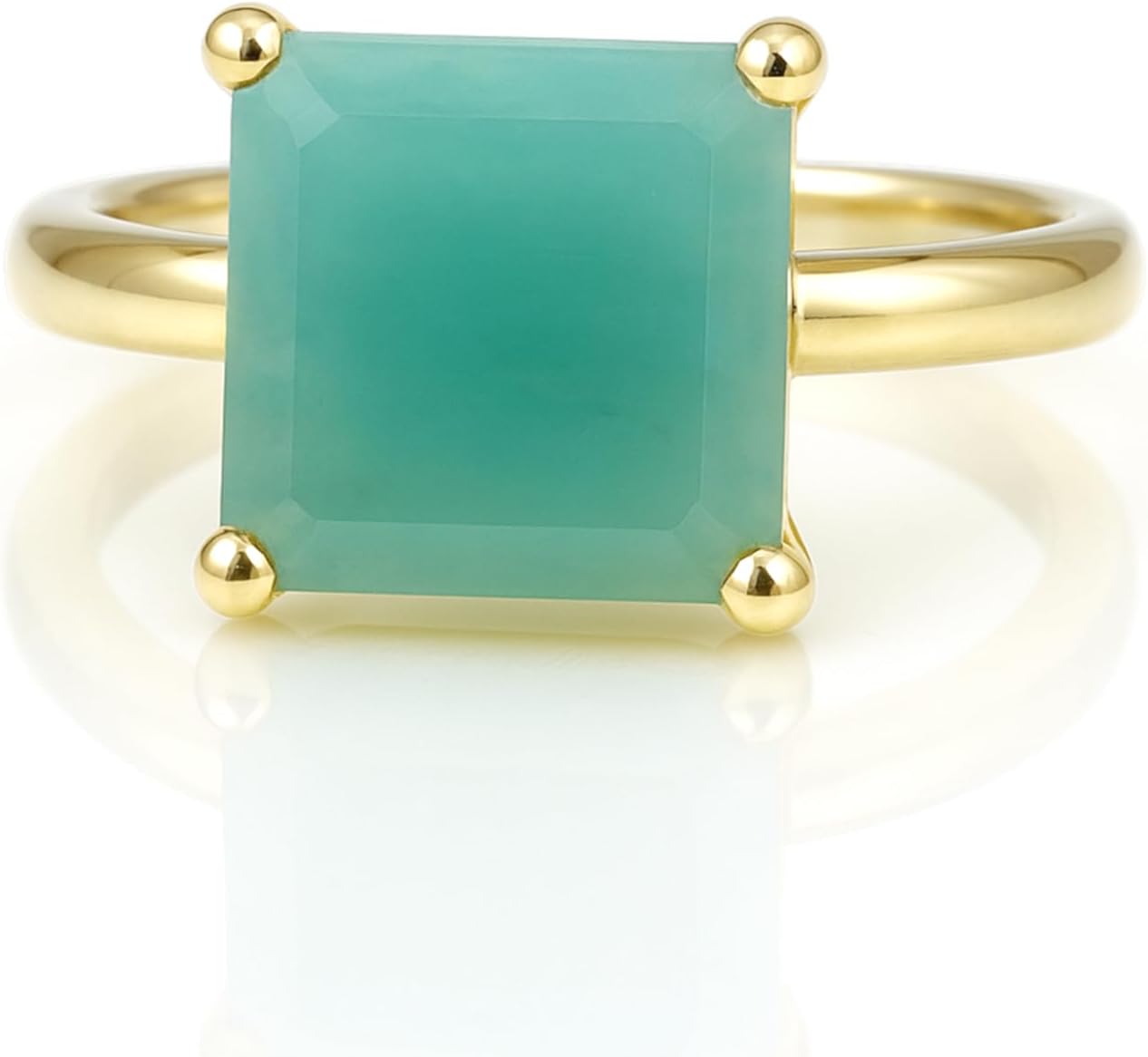 Square Amazonite Ring - Handmade Sterling Silver Rings - Fashionable Gemstone Rings, Unique Engagement Rings, Healing Crystal Rings - Customizable with Engraving