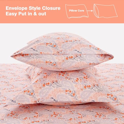 Image of JSD Pink Paisley Floral Printed Queen Sheet Set Extra Deep Pocket | 4 Piece Soft Microfiber Sheets, OEKO-TEX Certified, Easy Care