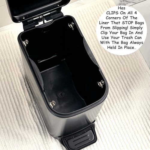 Homie-Soft-Close-Slim-Trash-Can-6-Liter-16-Gallon-with-Anti-Bag-Slip-Liner-and-Lid-Use-as-Mini-Garbage-Basket-Slim-Dust-Bin-or-Decor-in-Bathroom-Restroom-Kitchen-or-Bedroom-Matte-Black