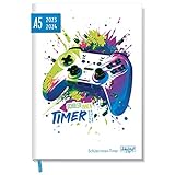 Schulstuff Schüler-Timer 23/24 A5 [Gaming] Schülerkalender, Schüler-Tagebuch, Schülerplaner, Hausaufgabenheft - Organisiert durchs neue Schuljahr | nachhaltig & klimaneutral