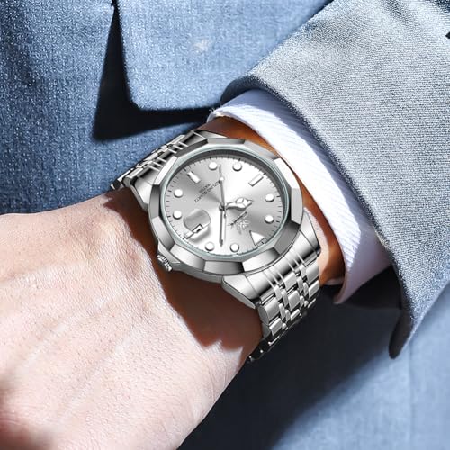 Image of OPK Watches for Men Diamond Roman Analog Mens Watches Waterproof Large Stainless Steel Men Wrist Watch Business Father Gift Watch