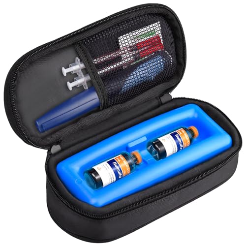 Image of Cruxer Insulin Vial Cooler Travel Case (Black),Keep Medication Vial Cool,Portable Insulated Diabetic Medicine Travel Bag,TSA Approved,Small Bottle Storage Kit with Reusable Ice Brick Cooler