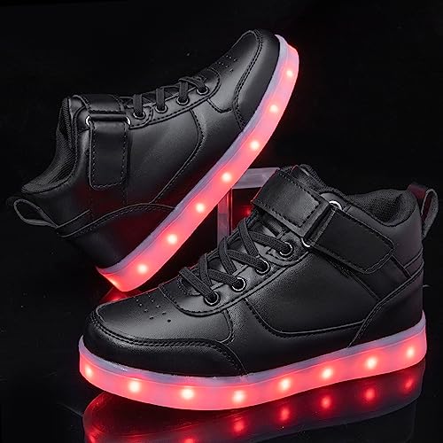 Serouny SNGB2303-BLACK33 Kids Light Up Shoes Led Sneakers High Top Usb Charging Flashing Trainers thumb #2