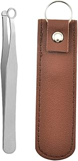 FOMIYES Pinça Para Aparar Pelos Do Nariz Bolsa Pu Aparador De Sobrancelha De Aço Inoxidável Ponta Redonda Para Nariz Costeletas Corpo Da Sobrancelha - Marrom