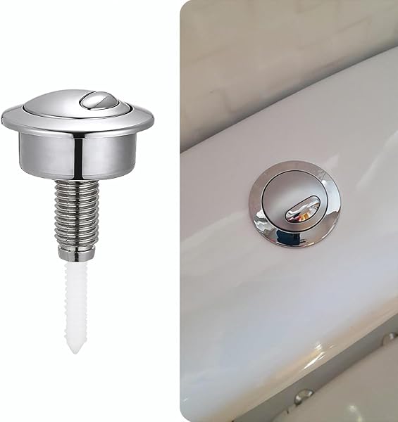 Bouton Chasse D'eau Wc Double Chasse D'eau Avec Bouton Chass-e D'eau Poussoir Double Chasses D'eau Pour Chasses D'eau WC (Argent) - 3
