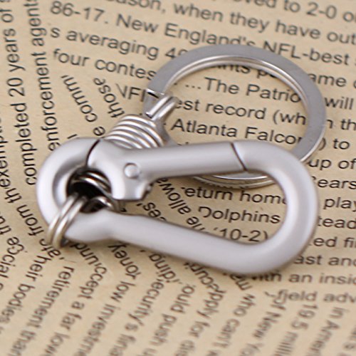 Image of maycom Retro Style Simple Strong Carabiner Shape Keychain Key Chain Ring Keyring Keyfob Key Holder (Matte Silver)