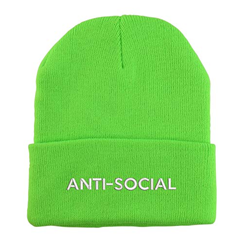 Image of Trendy Apparel Shop Anti Social Embroidered Winter Long Cuff Beanie