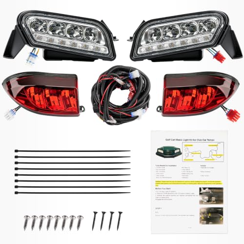 DRIVE UP Club Car LED Tempo Light Kit for Club Car Tempo Golf Carts, Golf Cart LED Headlight and Tail Light with Harness Kit for Tempo Gas and Electric Golf Carts