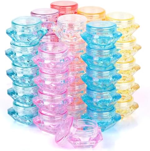 HNYYZL 40Pcs Cosmetic Containers,3 Gram Sample Empty Container Plastic Travel Pot Jar, for Eye Shadow Nails Powder Jewelry Earrings Lotion Cream Sample Make-up Storage(8 Colors, 3ML)