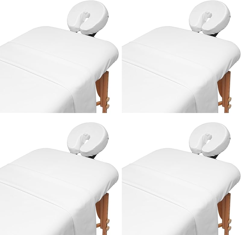 4 Sets 3 Piece Massage Table Sheets Set Microfiber Lightweight, White