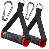 Aboom Upgraded Workout Handles for Cable Machines and Bowflex, Heavy Duty Exercise Resistance Bands Handles Grips with 2 Carabiners for Home Gym (Red)