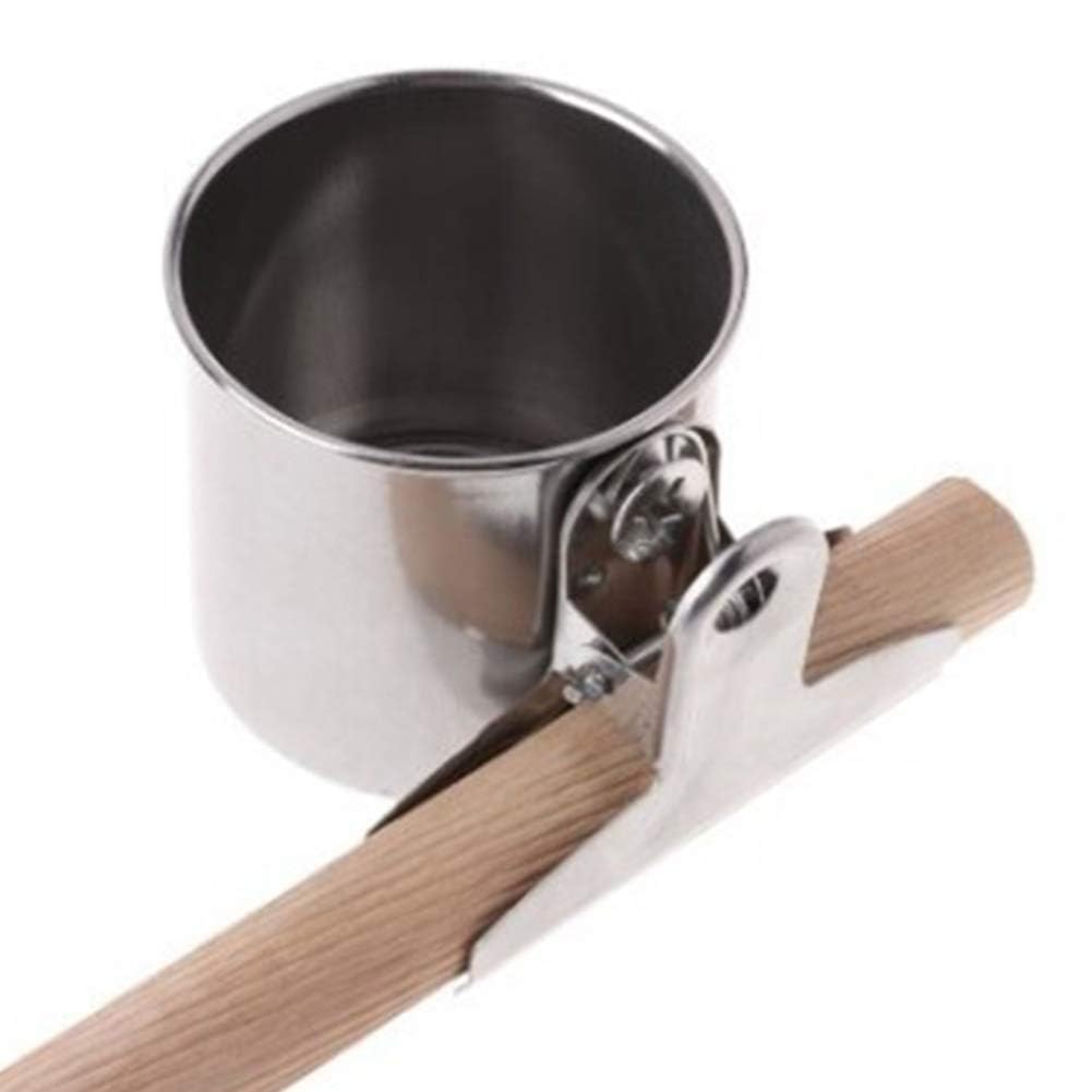 Stainless Steel Bird Feeder Bowls, Parrot Feeding Cups Bird Perch Chinchilla Food Bowl with Clip and Parrots Cage Stand Stainless Bird Cups Single