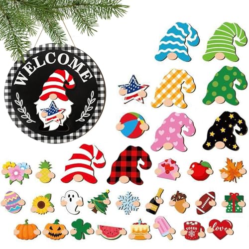 Decoraciones Navideñas De Gnomos para El Hogar con Cartel de Madera 2