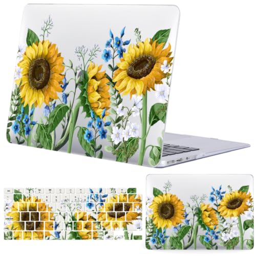 Housse MacBook Air 13.3 Pouces Tournesols, coque rigide pour travailler au café en toute sécurité
