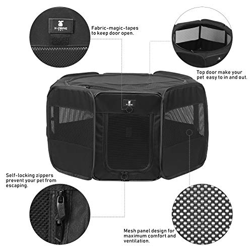 X-ZONE PET Portable Foldable Pet Dog Cat Playpen Crates Kennel/Premium 600D Oxford Cloth,Removable Zipper Top, Indoor… - Image 4