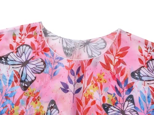Image of HenzWorld Girls Swim Cover up Size 10-11 Butterflies Swimsuit Bathing Suit Swimwear for Beach with Pompom Trim Butterflies3537