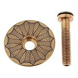 Inzopo Titanium Alloy Headset Stem Top Cap Screw MTB Road Bike Fork Cover Decor Gold-Sky 31.8mm