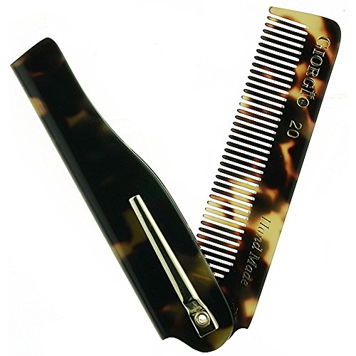 Giorgio G20 Folding Mustache And Beard Comb 6.5 Inches - Small Fine Tooth Pocket Comb For Everyday Hair Care - Sawcut And Hand Polished Pocket Comb And Styling Comb - Handcrafted Travel Comb #TOP6