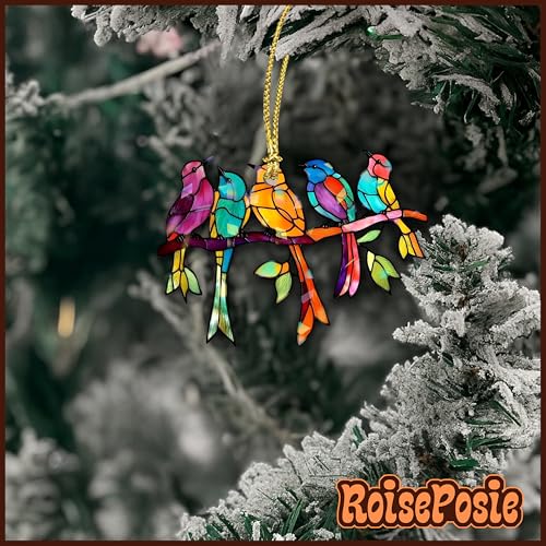 Colibri de Noël holographique 10,2 cm suspendu attrape-soleil - 3