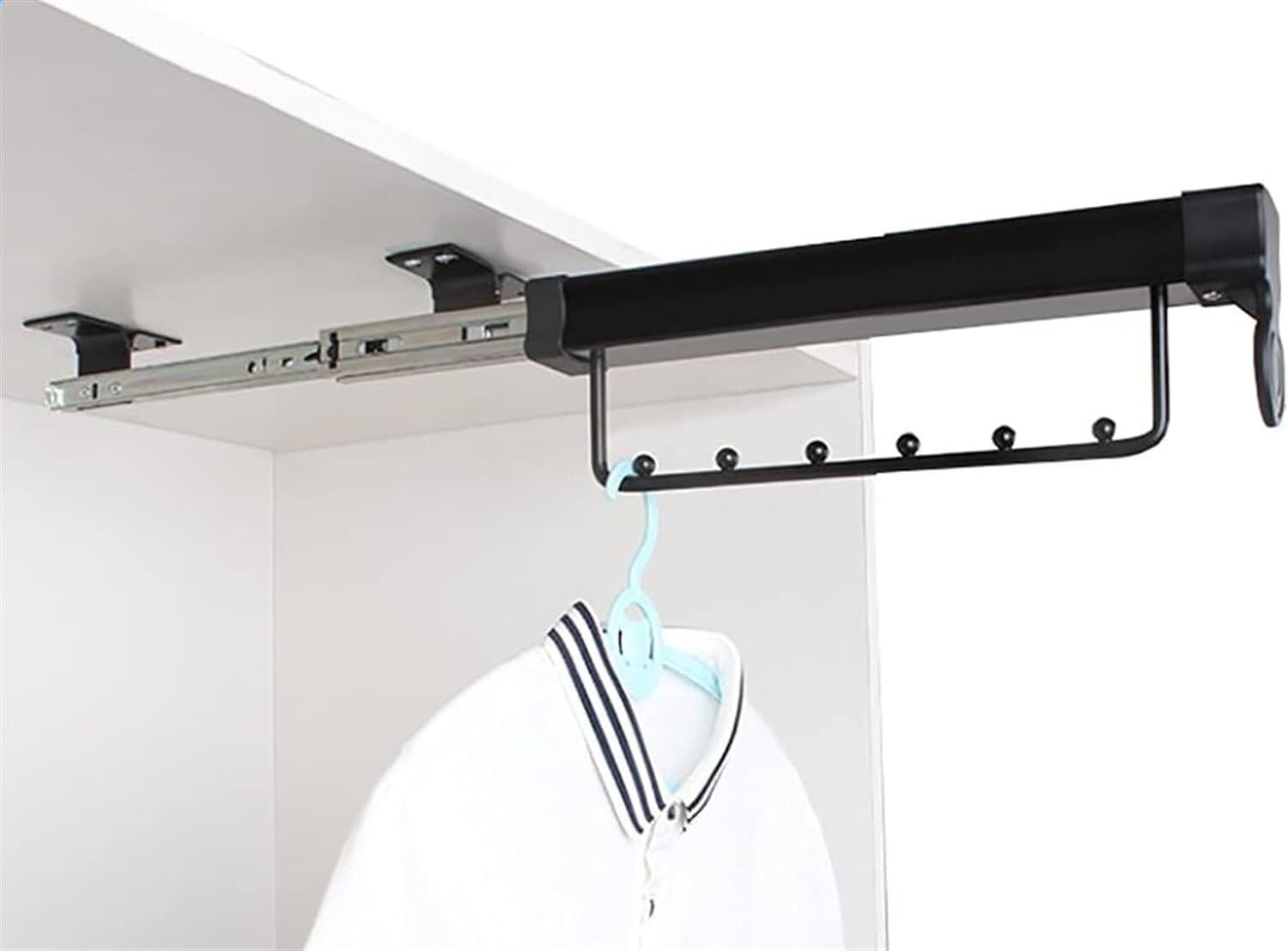 HPTHLY Extendable Pull Out Closet Rod - Pull Out Closet Rod, Wardrobe Clothes Hanger Rail, Multifunctional Adjustable Collapsible Clothes Dry Racks, Trousers Rack For Balco(457Mm)