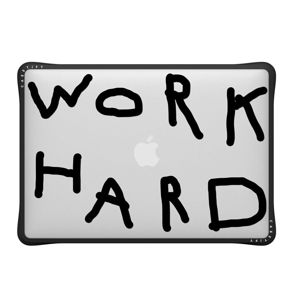 CASETiFY Impact MacBook Air 13" (M1/Intel) Case [Cushioned Impact Corners/Scratch-Resistant/Anti-Slip Grip] - Work Hard Black - Clear Black