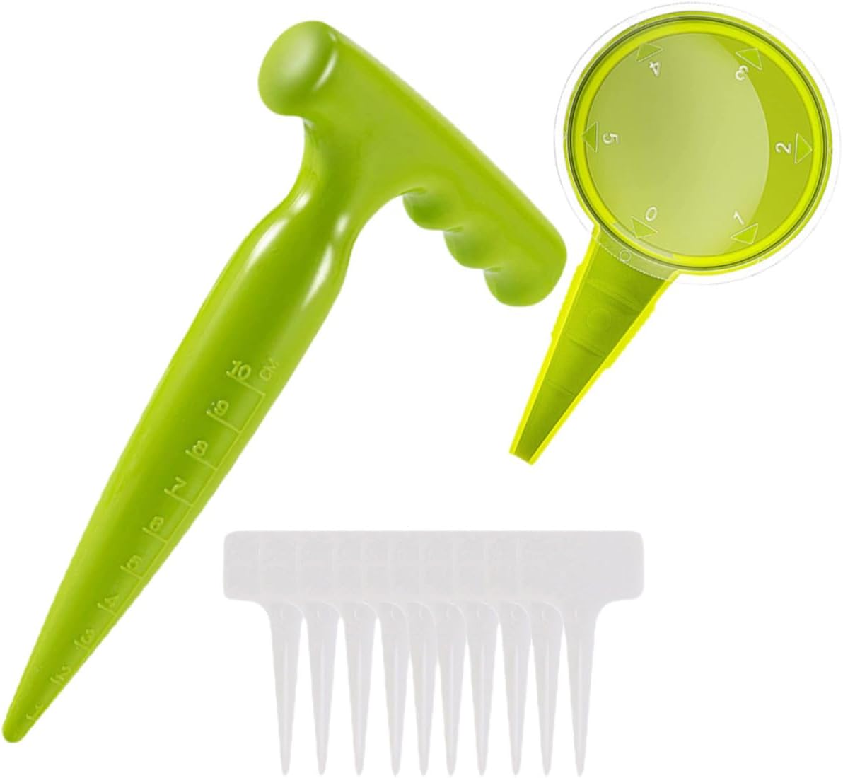 Green Plastic Garden Seed Dibbler Tool Set for Sowing and Transplanting