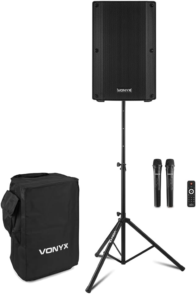 VONYX VSA700 1000W Portable PA System, Battery, Stand & Cover