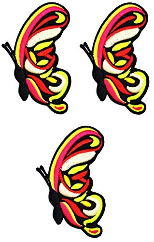 Umama Patch Set of 3 Black Butterfly Cute Cartoon Applique Patch Butterfly Flower Embroidered Iron On Patches Craft Decorative Repair Logo Fabric Jeans Jackets Shoes Caps Bags