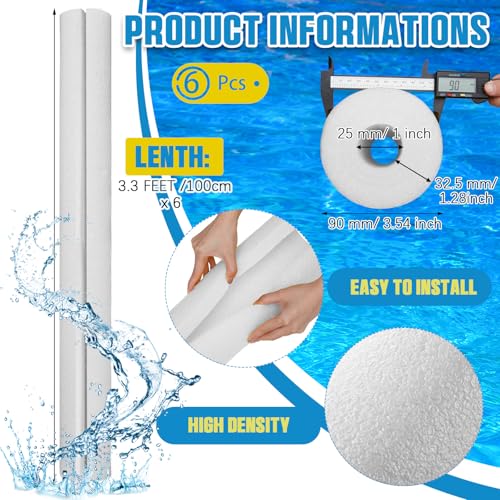 Hanaive 6 Pcs White Pool Noodles, Large Floating Swimming Noodles for Pool, 40 x 3.5 x 1 Inch Foam Tubes, Pre Slit Jumbo Swim Floats for Summer Water Play, Craft Projects, Padding and Bumper by Hanaive - Image 2