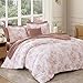 BLOOMHAVEN Queen Comforter Set -7 Pieces Pink Floral Comforter Set for All Seasons, Bed in a Bag Queen with Botanical Flowers Comforter, Sheets, Pillowcases & Shams