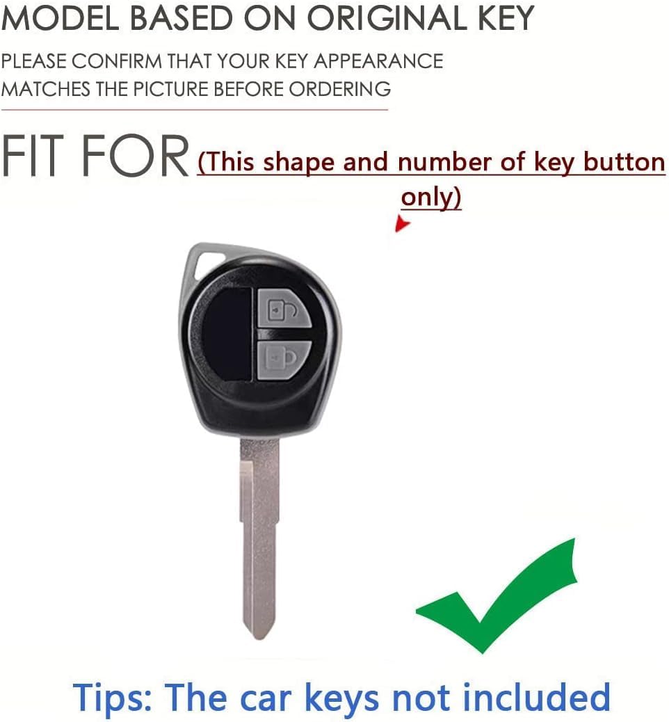 SANRILY Luminous 2 Button Key Fob Cover for Suzuki Swift Grand Vitara Liana SX4 Window Amagatarai Keyless Full Protection Key Case Shell with Long Keychain Silver