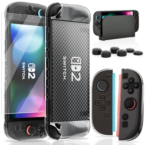 HEYSTOP Carcasa Protectora para Nintendo Switch 2, Funda Protectora Dockable de PC con Carcasa de Agarre de TPU y Protector de Pantalla para Accesorios de Control de Nintendo Switch 2