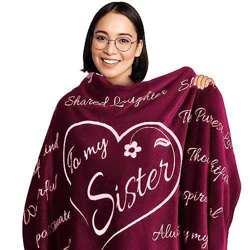 Sister Gifts Blanket from Brother or Sister, 65x50 Merlot Red