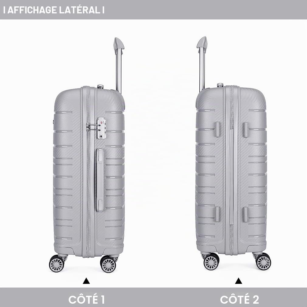 Kono Valise Trolley Moyenne 65cm Valise de Transport Rigide en Polypropylène Ultra Léger à 4 roulettes avec Serrure TSA Intégré 66L (Gris)