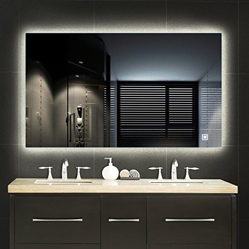 Miniatura 6 de Espejo para tocador, para pared, con luz LED y desempañador, de calidad comercial, con retroiluminación atenuable.