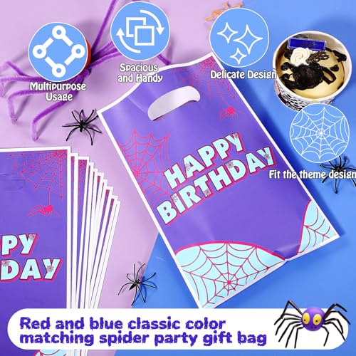 Image of 50 Pcs Birthday Party Favors Goodie Bags Cartoon Candy Gift Bags for Cartoon Theme Party Decorations Goodie Supplies Halloween Treat Bag Baby Shower Favors(Purple,Spider)