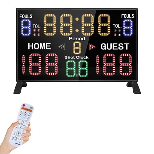 Basketball Scoreboard with Shot Clock, 12/14/24/30/25/60 Seconds, Upgraded Thickening Digital Scoreboard with Remote, Battery Powered Electronic Scoreboard for Indoor Outdoor