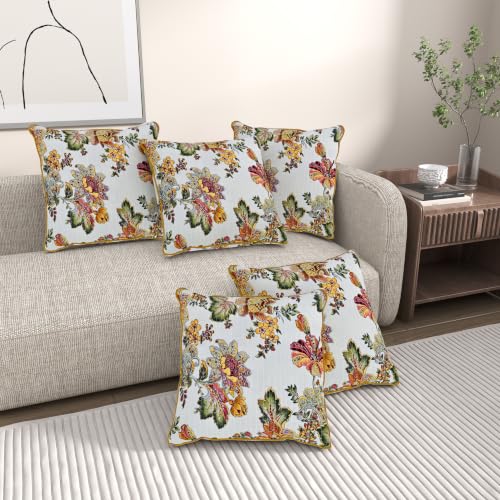 Image of Pure Cotton Quilted Cushion Cover 16x16 Inch | Anokhi Print Decorative Throw Pillow Cover | Soft Cotton Sofa Cushion Cover with Hidden Zipper | Living Room Bedroom Home Decor