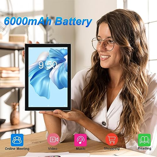 Image of Android 13 Tablet with Keyboard 8GB RAM + 128GB ROM /1TB Expandable, 10 inch 2-in-1 Tablets, 2.0GHz Quad Core CPU, 1280x800 HD IPS Display, WiFi 6 BT 5.0 Tablet 2.4
