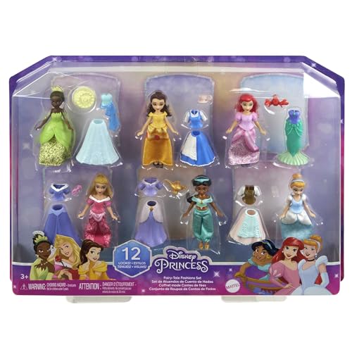 Image of Disney Princess Toys, 6 Posable Small Dolls, 12 Signature Fashions and 6 Accessories Inspired by Disney Movies, Gifts for Kids
