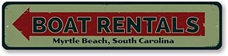 Boat Rentals Sign, Directional Arrow Sign, Custom Beach Location Sign, Beach House Aluminum Decor - 4 x 18