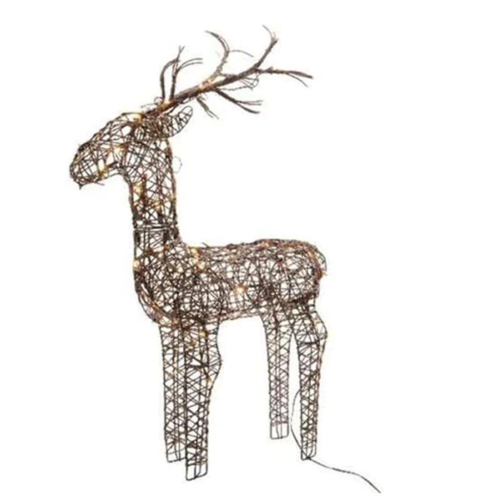 Kaemingk 83cm Brown Outdoor Standing Wicker Reindeer Decoration With LED Lights