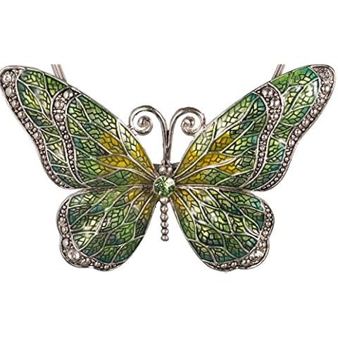 Jewelry Nexus Green Butterfly Pendant Cord Necklace Set with Enamel Inlay and Matching Earrings Cover