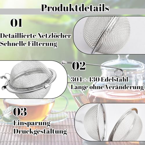 2 Stück Teezange für Losen Tee, Edelstahl Teeei für losen Tee, Tee Ei Sieb, Tea Infuser, Teezange mit Rostfreiem Griff, Küchenhelfer für Tee und Gewürze, Siebzange für Teeliebhaber (4.5×15.5cm)