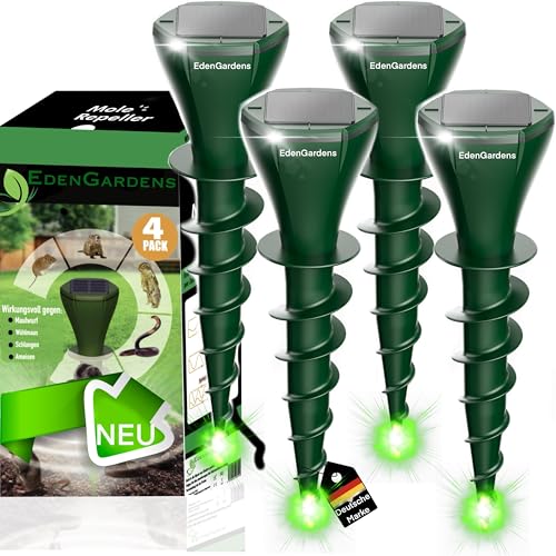 EdenGardens 4er Pack SOLAR 'MOLE Repeller Maulwurf Vertreiber bestes Mittel gegen Wühlmäuse &...