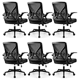 FelixKing Office Chair - Ergonomic Desk Chair Breathable Mesh Task with Wheels and Lumbar Support Home Desk Office Chairs with Flip up Armrest Rolling Swivel for Home Computer Black Pack of 6