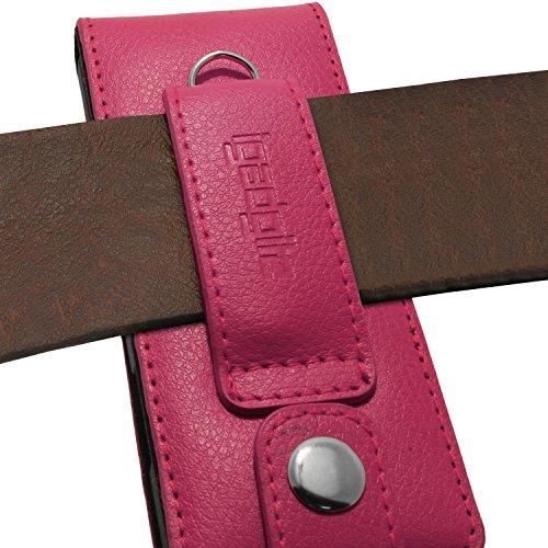 Igadgitz U3523 Leather Flip Case Cover With Detachable Carabiner +Belt Loop +Magnetic Closure +Screen Protector Compatible With Sony Walkman Nwz-A15, A17, A25, A27 8Gb 16Gb 32Gb & 64Gb - Pink #TOP6