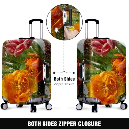 Travel Luggage Cover Suitcase Protector Scratch-Resistant Fit Not Included Suitcase Flowers Behind Condensed Glass M-22-24in2